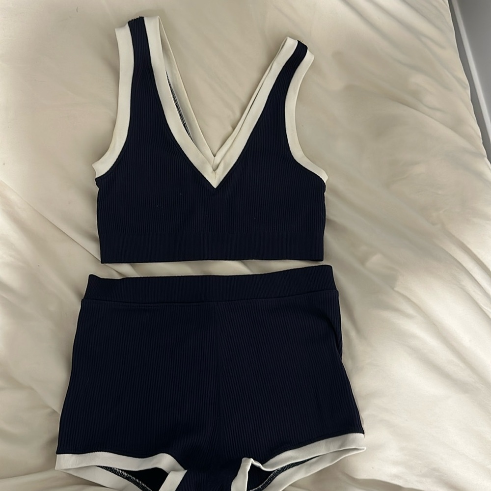 Navy ribbed set